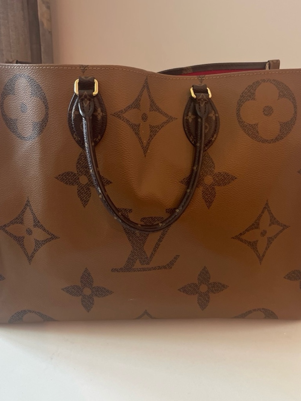Louis Vuitton Monogram Reversible Tote in Brown with Red Interior - Picture 2 of 8